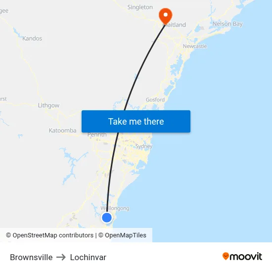Brownsville to Lochinvar map