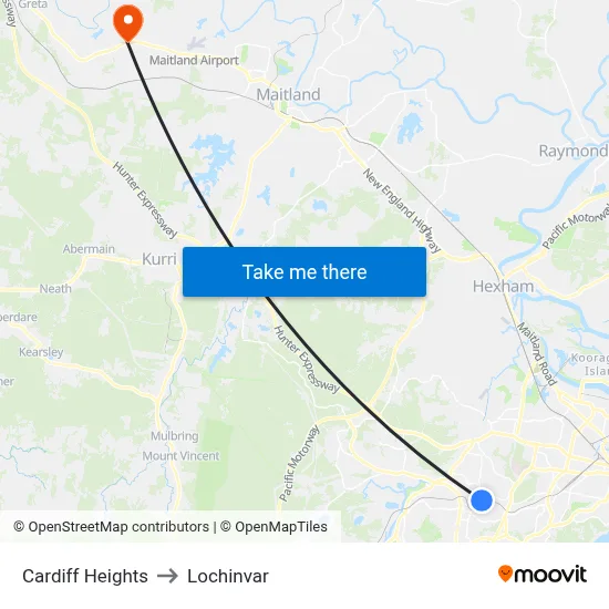 Cardiff Heights to Lochinvar map