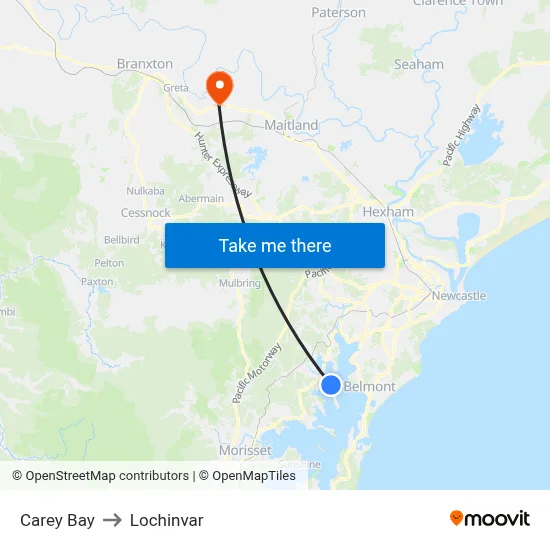 Carey Bay to Lochinvar map