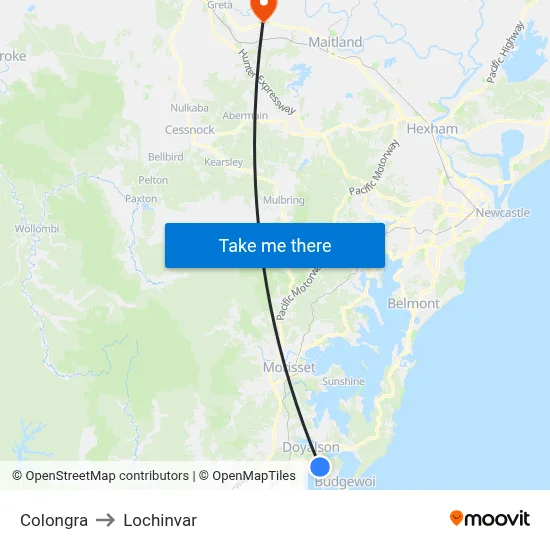 Colongra to Lochinvar map