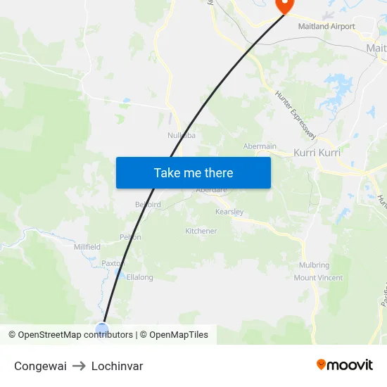 Congewai to Lochinvar map