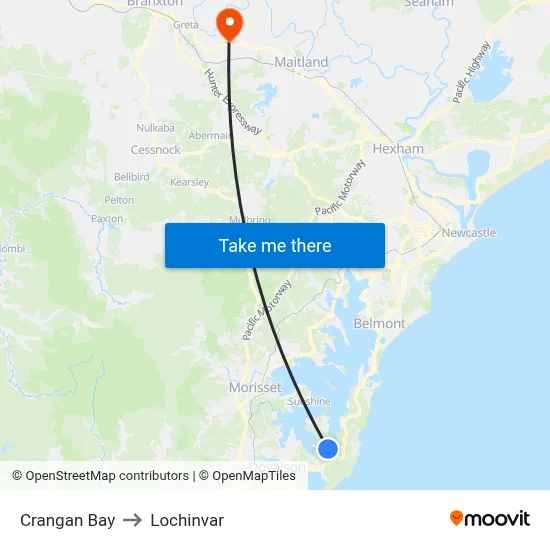 Crangan Bay to Lochinvar map