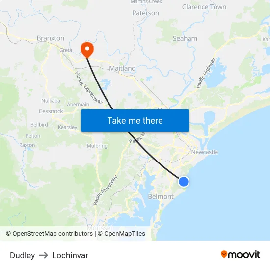 Dudley to Lochinvar map