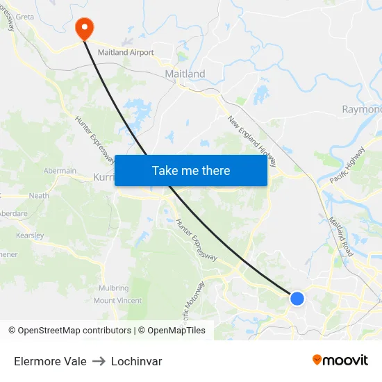 Elermore Vale to Lochinvar map