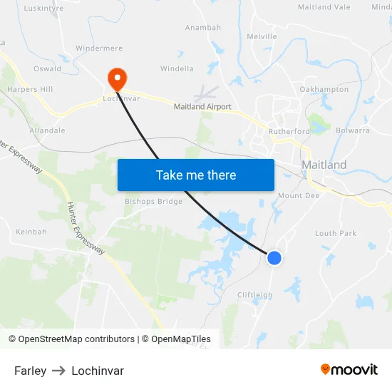 Farley to Lochinvar map