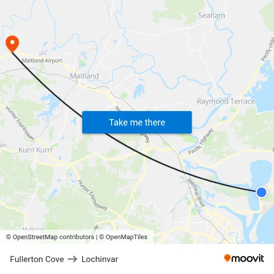 Fullerton Cove to Lochinvar map