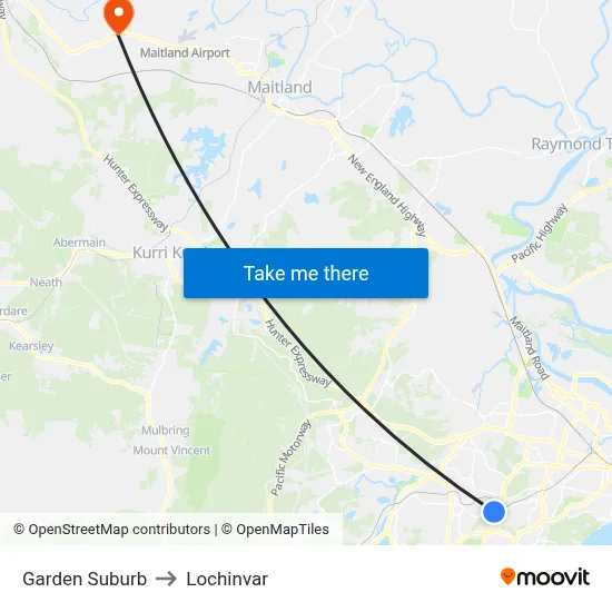 Garden Suburb to Lochinvar map