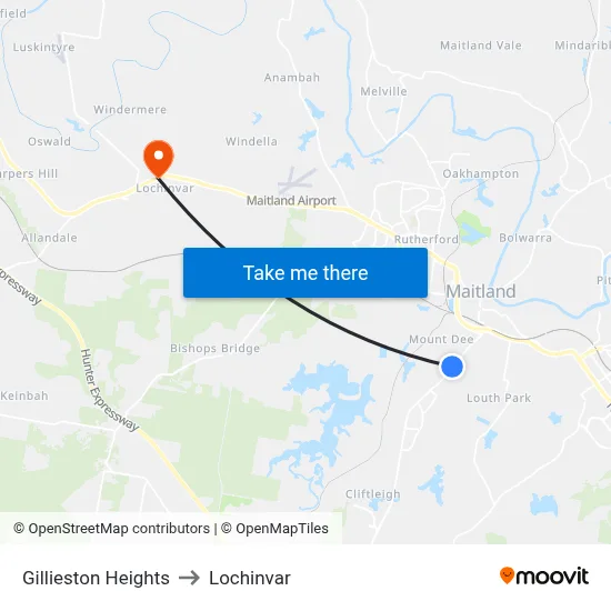 Gillieston Heights to Lochinvar map