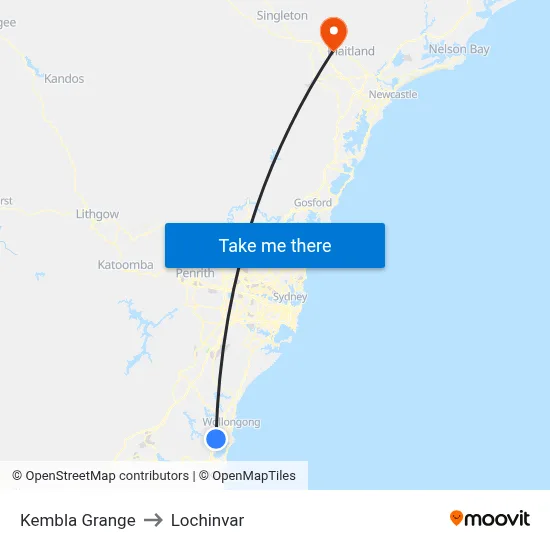 Kembla Grange to Lochinvar map