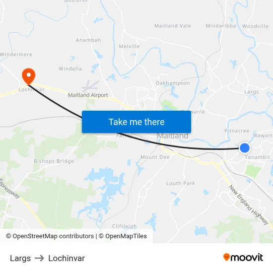Largs to Lochinvar map