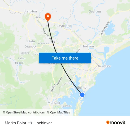 Marks Point to Lochinvar map