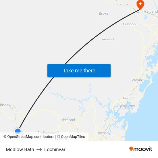 Medlow Bath to Lochinvar map