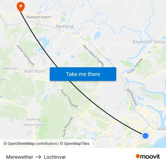 Merewether to Lochinvar map
