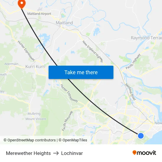 Merewether Heights to Lochinvar map