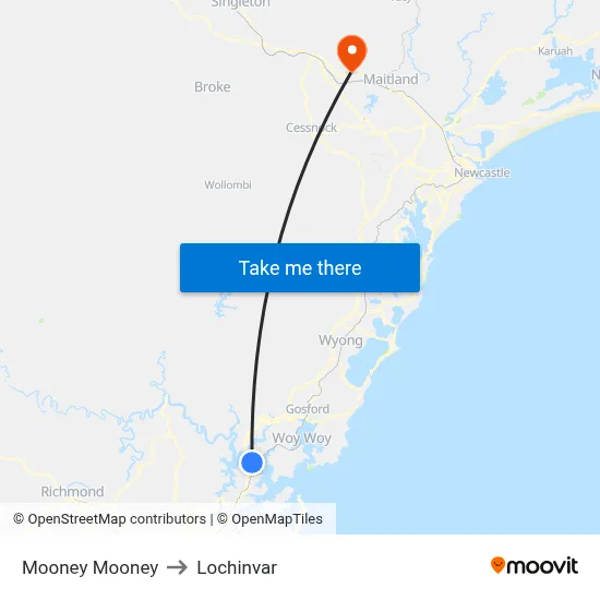 Mooney Mooney to Lochinvar map