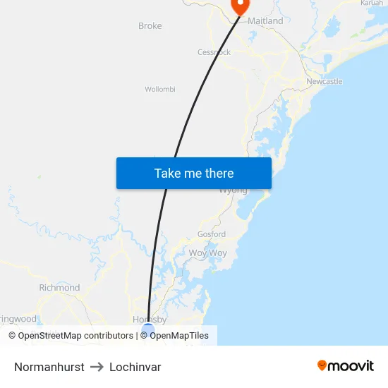Normanhurst to Lochinvar map