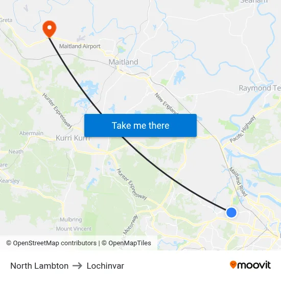 North Lambton to Lochinvar map