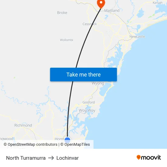 North Turramurra to Lochinvar map