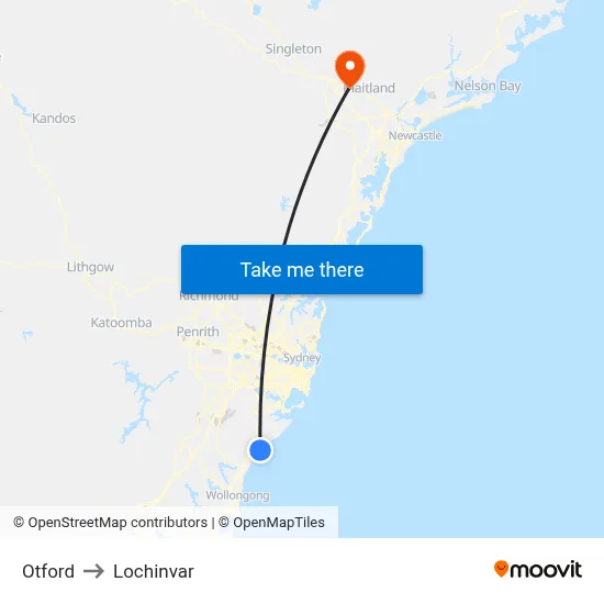 Otford to Lochinvar map