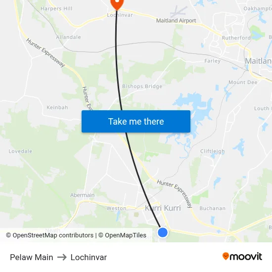 Pelaw Main to Lochinvar map