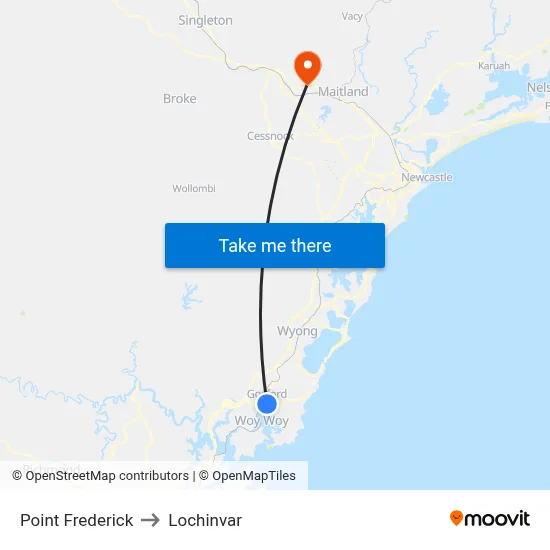 Point Frederick to Lochinvar map