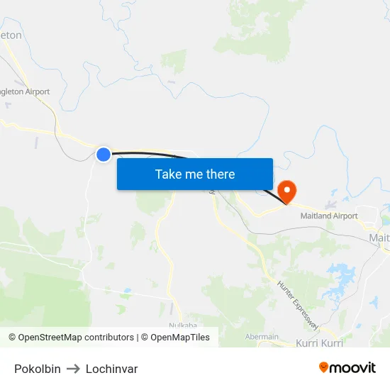 Pokolbin to Lochinvar map