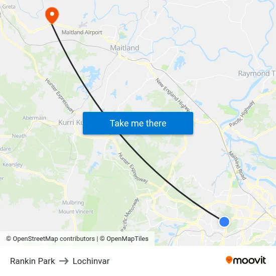 Rankin Park to Lochinvar map