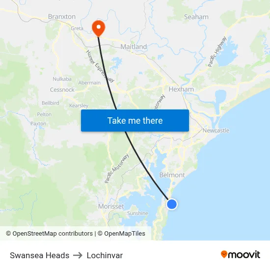Swansea Heads to Lochinvar map