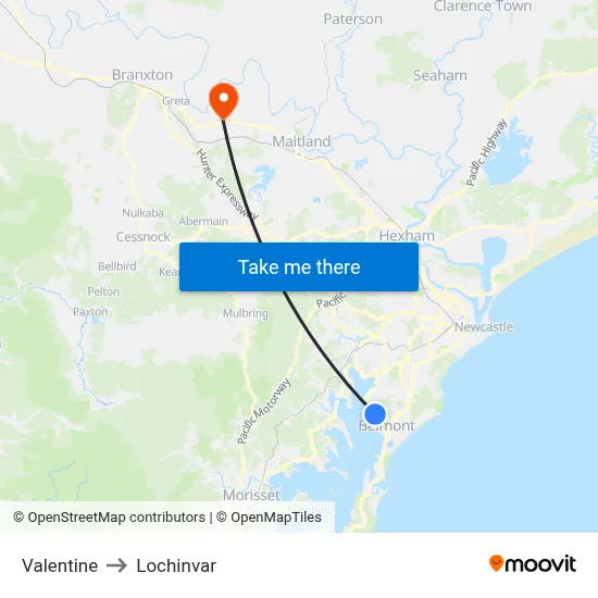 Valentine to Lochinvar map
