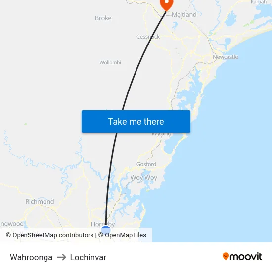 Wahroonga to Lochinvar map