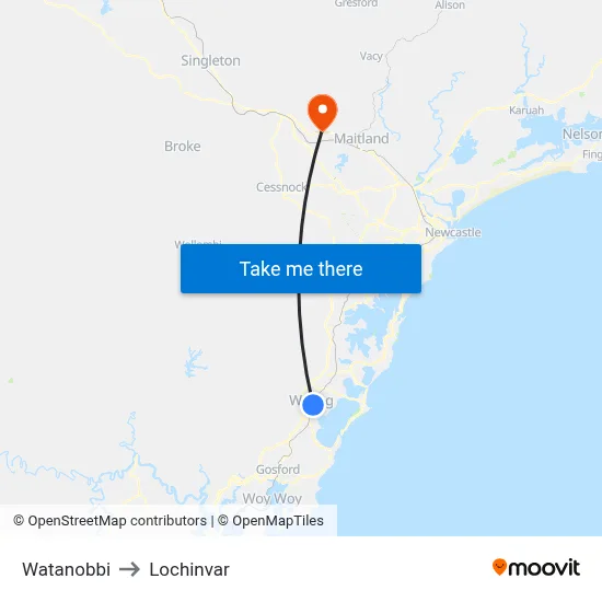 Watanobbi to Lochinvar map