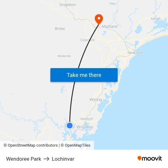 Wendoree Park to Lochinvar map