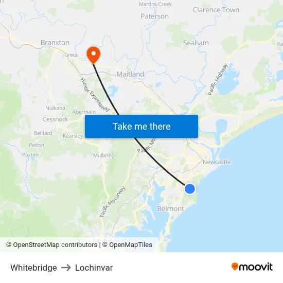 Whitebridge to Lochinvar map