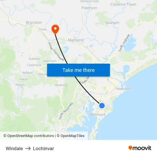Windale to Lochinvar map