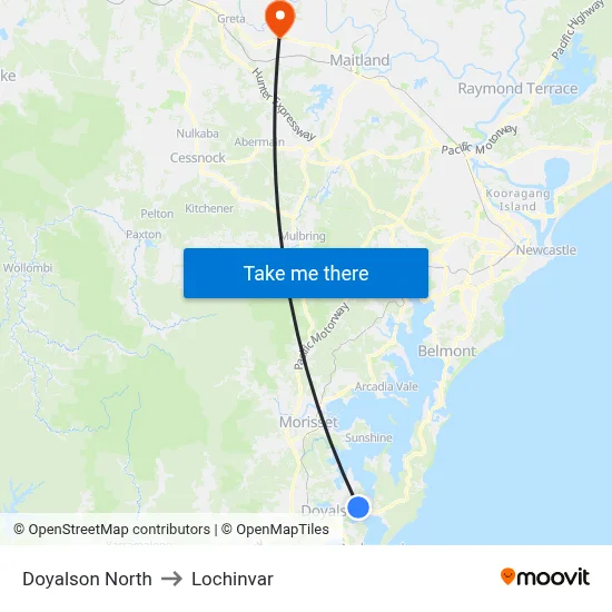 Doyalson North to Lochinvar map