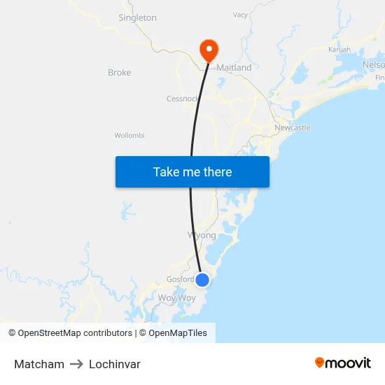 Matcham to Lochinvar map