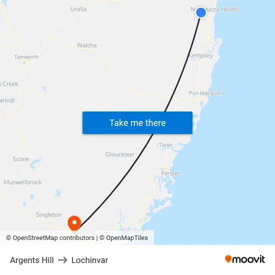 Argents Hill to Lochinvar map