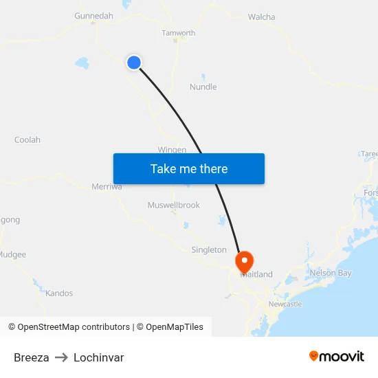 Breeza to Lochinvar map