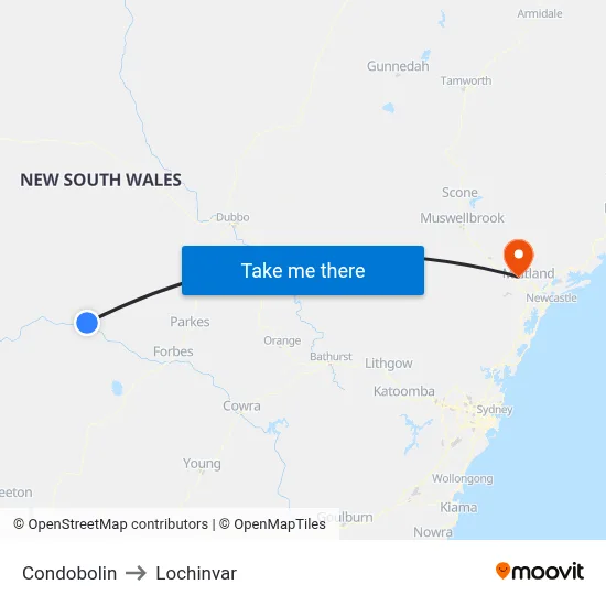 Condobolin to Lochinvar map