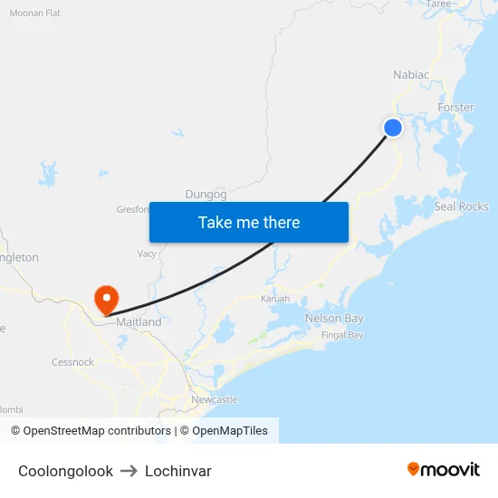 Coolongolook to Lochinvar map