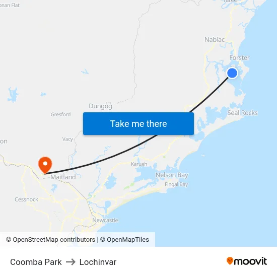 Coomba Park to Lochinvar map