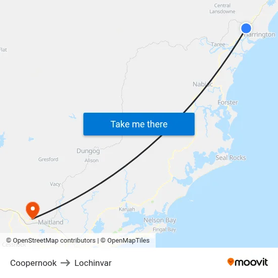 Coopernook to Lochinvar map