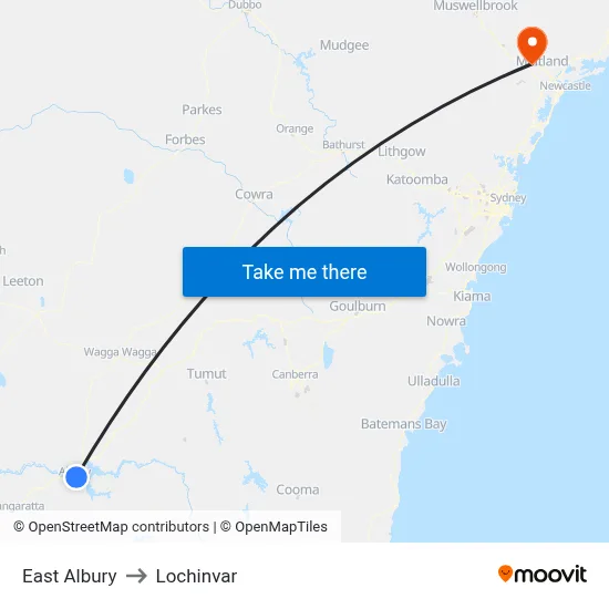 East Albury to Lochinvar map