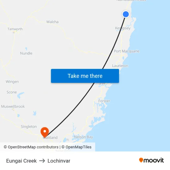 Eungai Creek to Lochinvar map