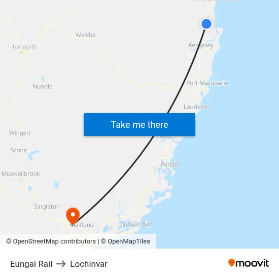 Eungai Rail to Lochinvar map