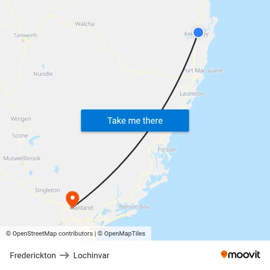Frederickton to Lochinvar map