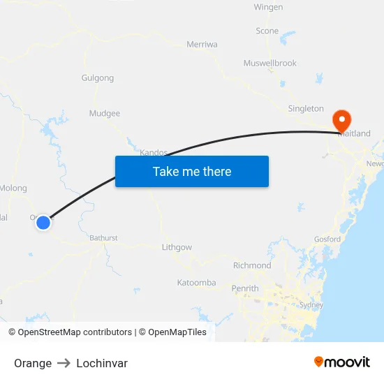 Orange to Lochinvar map