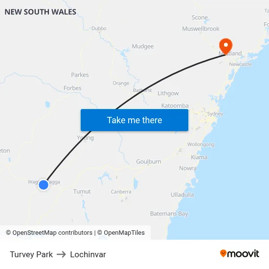Turvey Park to Lochinvar map