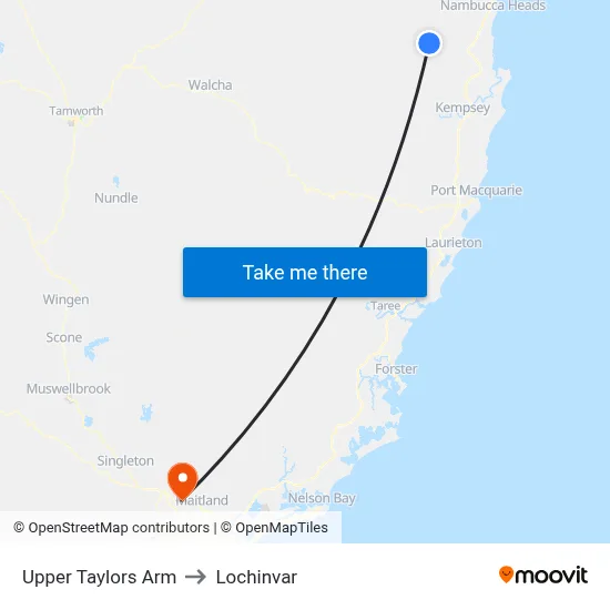 Upper Taylors Arm to Lochinvar map