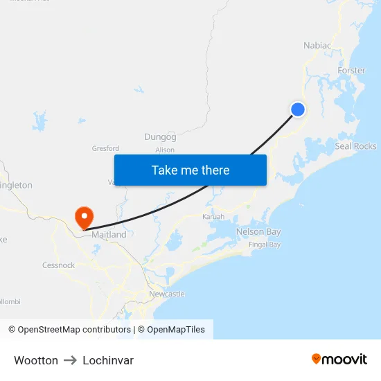 Wootton to Lochinvar map
